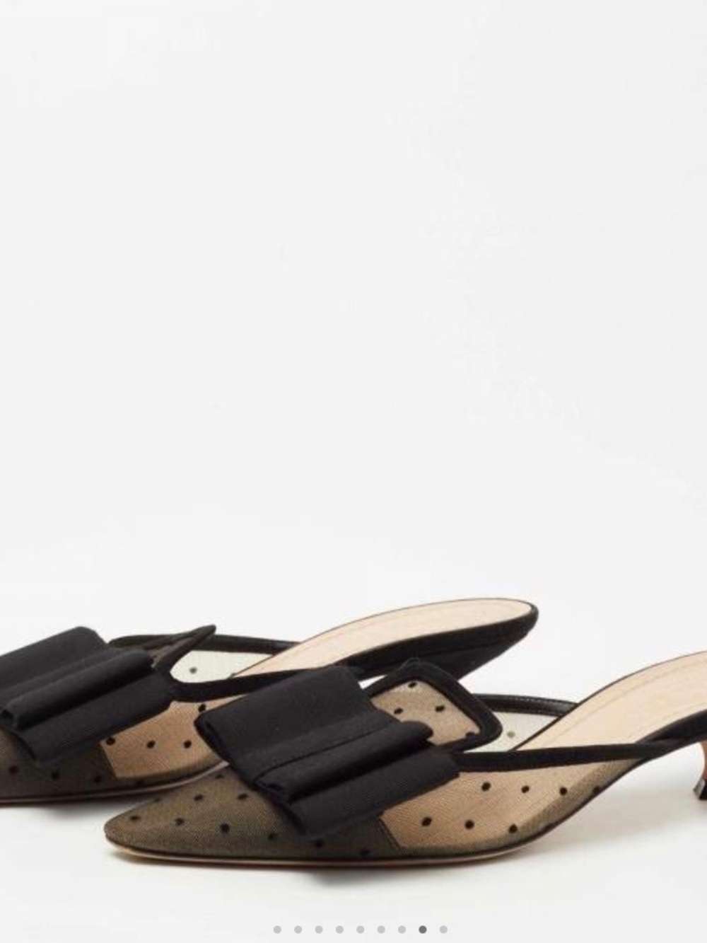 #S46 Christian Dior Polka‑Dot Mesh Bow Mule Heels (Retail $1,680 CAD) Black - Picture 4 of 8